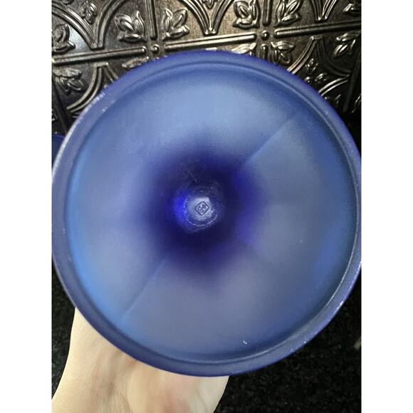Anchor Hocking Cobalt Blue Frosted Fountainware 12 oz Fountain Parfait Glasses - Picture 7 of 9